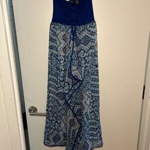 Raviya Women's Small‎ Blue Beach Coverup Dress Maxi Skirt Semi Sheer Open Front